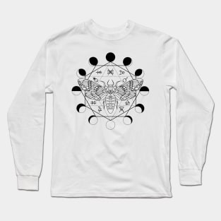 Death's Head Moth, Moon Phase, Alchemical Symbols Long Sleeve T-Shirt